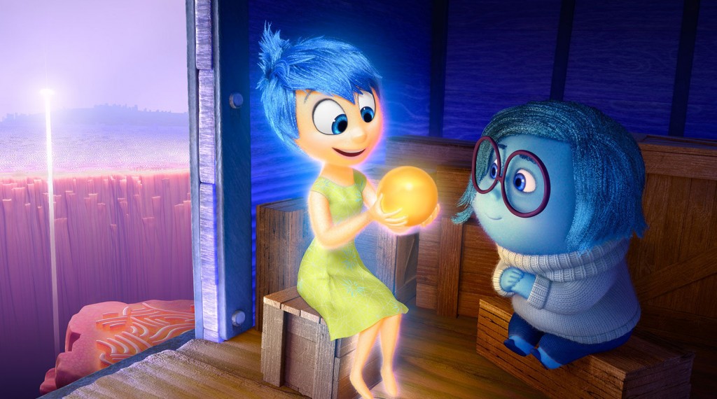 Joy and Sadness, two of the personified emotions in Pixar's Inside Out.