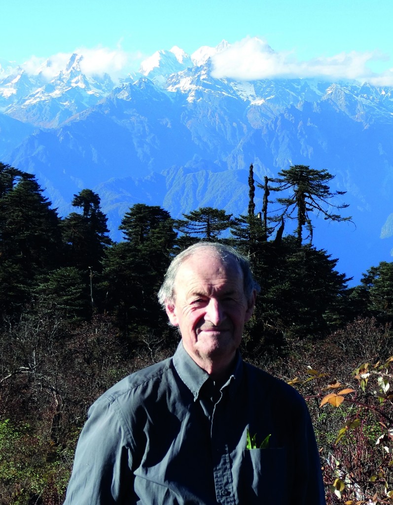 Thomas Pakenham at the top of Mount Maenam, Sikkim, hunting rhododendron seeds, 2013.