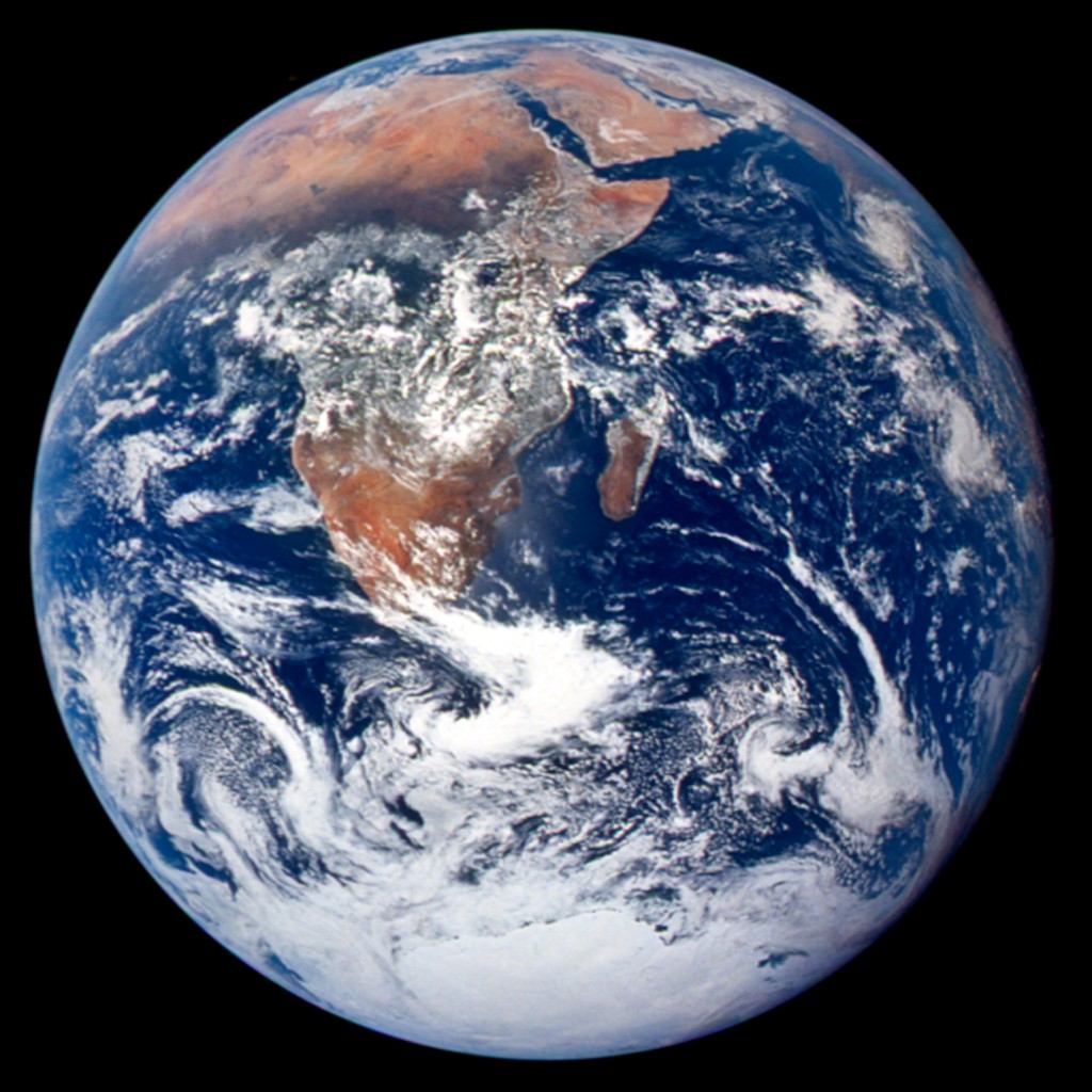 The 'Blue Marble' image of Earth by the Apollo 17 crew in 1972. 