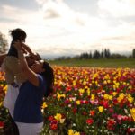 The Kaushik family at the Wooden Shoe Tulip Festival in Woodburn, Oregon.