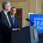 NIH Director Francis Collins and President Barack Obama announce the "BRAIN" initiative at the White House on 2 April.