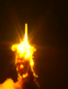 Flames engulfed the rocket seconds after lift-off.