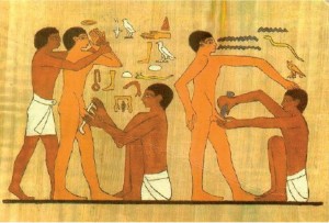 An ancient Egyptian fresco depicting a circumcision ceremony. Source: Wikipedia