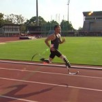 Links to Video: Science Of The Summer Olympics: The Strength And Flexibility Of Oscar Pistorius. Olympic runner Oscar Pistorius uses a pair of carbon-fiber prosthetic legs that are engineered to store and release energy from the impact of his strides.